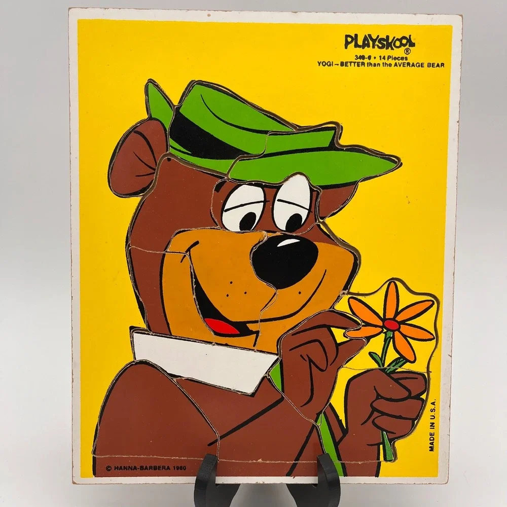 Vintage 1980 Playskool Yogi Bear 14 Piece Frame Tray Puzzle Hanna-Barbera 340-9